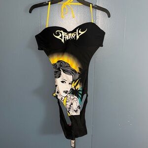 🖤Fatal Clothing 1 Piece Cheeky Bathing Suit•XL•Black